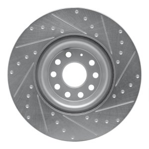 Audi S3 Brake Rotor (1) - Front Left - R1 Concepts - Drilled & Slotted - Silver - `12-`25